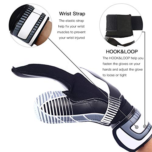 Goalie Gloves For Youth & Adult, Goalkeeper Gloves Kids With Finger Support, Black Latex Soccer Gloves For Men And Women, Junior Keeper Football Gloves For Training And Match #TOP3