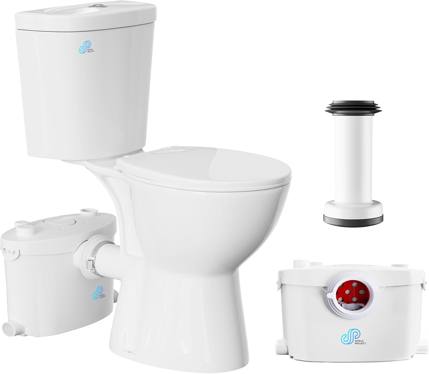 Simple Project 19" Extra Tall Macerating Toilet For Seniors, Upflush Toilet For Basement 600w