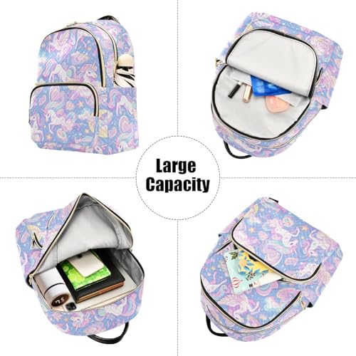 Mochila de negocios de 30,5 cm pequeña para mujer con estampado de unicornio 5