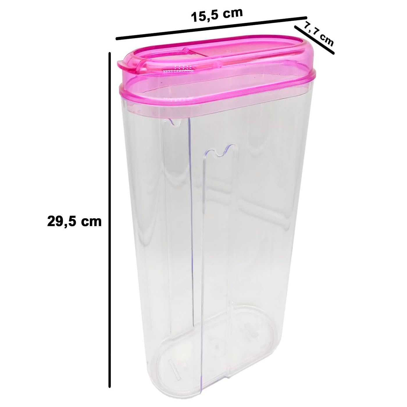 Tradineur - Lot de 6 contenants réutilisables en plastique avec couvercle, bocal, rangement, pâtes, céréales, légumes, café, fabriqué en Espagne - 2,35 litres - 29,5 x 15,5 x 7,7 cm - Couleur