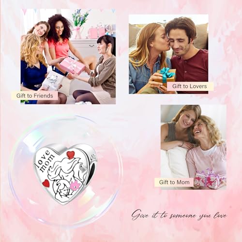 Image of Mothers Day Birthday Number Love Family Friendship Graduation Auntie Grandma Dad Mom Charms for Pandora Bracelets Necklaces, Gifts Women, for Anniversary Valentines Christmas