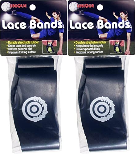 Unique Sports Set of 2 Rubber Lace Bands - Cleat Lace Covers, Black