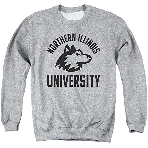 Northern Illinois University Official One Color NIU Huskies Logo Unisex Adult Crewneck Sweatshirt,Athletic Heather, X-Large