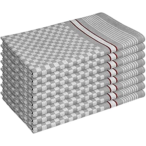 Weave Essentials Professional 8 Pc Chef Kitchen Towel (50x90cm), 100% Combed Cotton for Long Lasting & High Absorbency, Multipurpose Dish Cloth Kitchen Towel for Kitchen Accessories (SILVER GREY) Cover