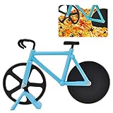 Pizzaschneider Fahrrad, ZoneYan Pizzaroller Fahrrad, Doppel Pizza Schneider, Pizzaroller Antihaftbeschichtet, Pizza Cutter Fahrrad, Pizzaschneider aus Edelstahl, Pizzamesser Fahrrad (Blau)