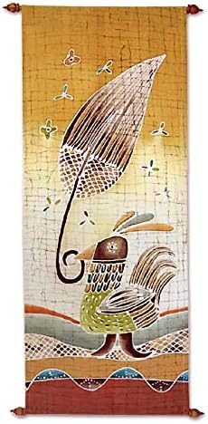 NOVICA Proud Male Bird Cotton Wall Hanging