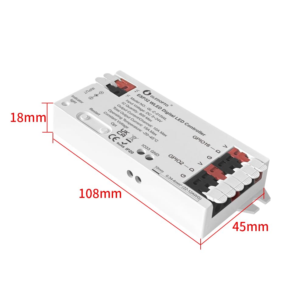 GLEDOPTO ESP32 WLED LED Controller Mic Microfoon Muziek Dynamisch RGB IC DIY App WS2811 WS2812 SK6812 TM1814 WS2813 WS2815 Strip