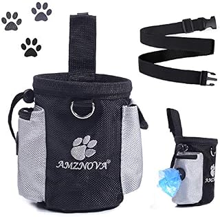 AMZNOVA Dog Treat Bag, Puppy Training Pouch, Animal Walking Snack Container Best Hiking