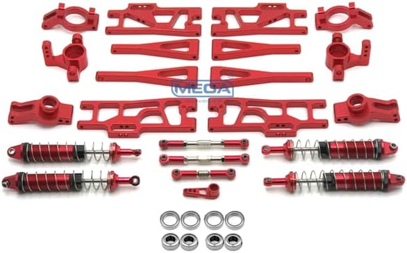 GenericAEPRO - WLТоуs RC Car Truck Red All Metal Upgrade Parts Wheel Seat Tire Shock Absorbers Arm Chassis Reinforcement For 12402-A 104009 (9 Set)