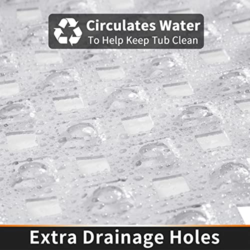 Yimobra Original Bathtub Mat Non Slip, Bath Mats for Tub, Shower Mat with Drain Holes Suction Cups, Machine Washable, BPA, Latex, Phthalate Free, 34.5 x 15.5 Inches, Clear