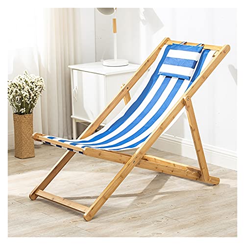 Genérico Tumbona de Madera Plegable para jardín, Tumbona de Playa, Silla de Madera, Silla de Patio Ajustable Plegable al Aire Libre con Lona, Silla de Descanso ergonómica para Sala de Estar