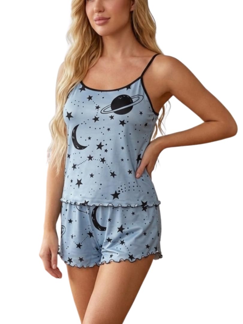 Babydoll Stylish Women Pajama Set Lingerie Night Suit Above Knee Soft Floral cami Shorts Pyjama Set with Lace Trim, Ideal for Nightwear or Lounging, Comfy-image-45