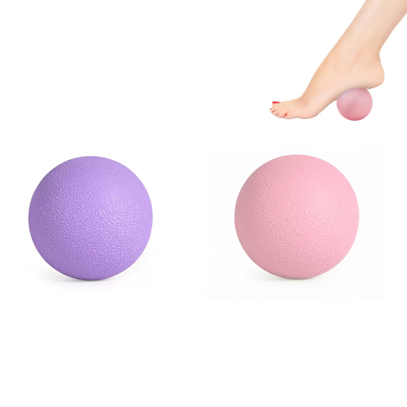 筋膜リリース ボール 硬め マッサージボール 2個 お尻 マッサージ ヨガ トレーニング ツール 弾力性 TPE コンパクト 6cm 紫 ピンク