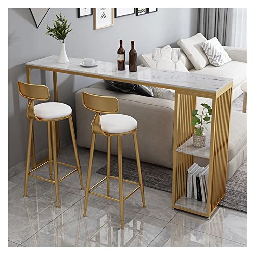 ENGENDER Mesa de Bar Mesa de Barra mármol 41 Pulgadas Sala Estar Balcón vinos Almacenamiento Dos Pisos Multifuncional Barra Cocina(B,100cm*40 * 105)
