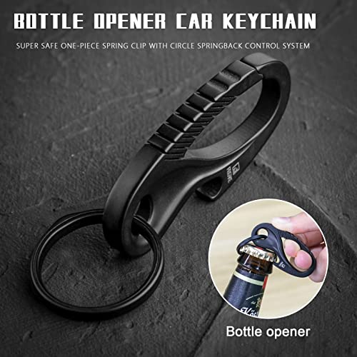 Tisur Titanium Carabiner Keychain Clip, Key Rings Quick Release Heavy Duty Bottle Opener Mens Cool Black Car Keychains , Multitool Key Chain Assecorie #TOP5