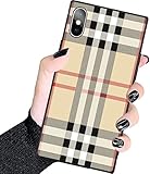Designer Luxury iPhone Xs MAX Case for Women,Square Classic Checkered Style,Hard PC+Soft Silicone...