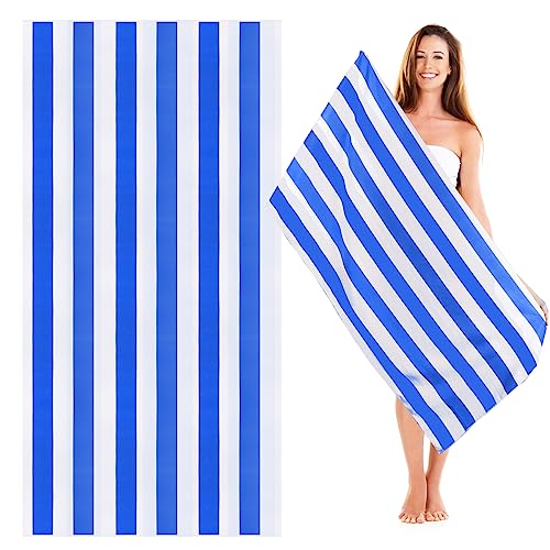 Elbourn Microfibre Beach Towel, 150 x 75cm Quick Drying, Sand Free Beach Towel, Beach Towel for Pool Swimming Beach Yoga Camping Outdoor Fitness (Striped Blue)
