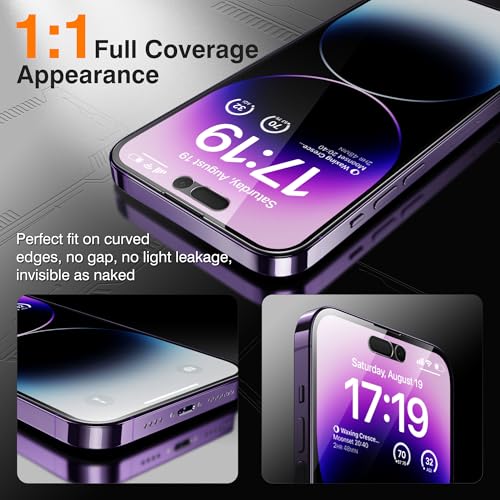 Image of EZ-GLAZ SHILD 4 Pack for iPhone 13 Pro Max Privacy Screen Protector[6.7 inch] With 2 Pack Camera Lens Protector, [Drop Protection] 9H Hardness Full Coverage Anti-Spy Tempered Glass Film, Easy to install
