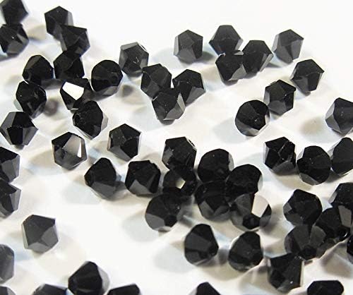 Perlin Preciosa 100pcs Czech Crystal Bohemian Beads 3mm Double Cone Cut Glass Beads (Jet Black), 3x3 mm - Image 4