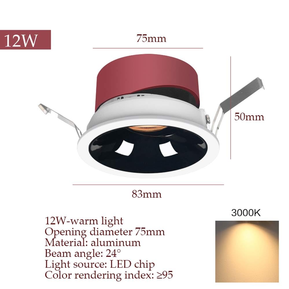 Iluminación LED empotrable ultrafina de 7 W/12 W, paquete de 2 luces nocturnas, luz descendente eficiente para sala de estar y dormitorio (12 W, luz cálida)