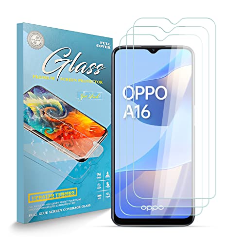 UIOK Protector de Pantalla Compatible para OPPO A16 Anti Rayones, Sin Burbujas y con Una Dureza de 9H Película Protectora de Vidrio HD Transparente y Fina Compatible para OPPO A16