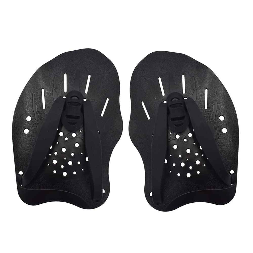 1 Pair Swim Paddles Training Hand Paddles Lightweight And Fast Easy To Disassemble Swimming Aids For Adults Kids -Black