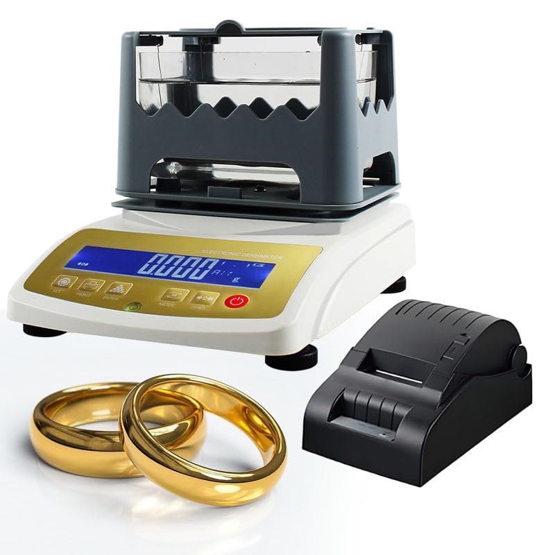 Testeur de pureté d'or électronique numérique, imprimante d'étiquettes, détecteur de pureté d'or, densimètre d'or, testeur d'authenticité des métaux précieux 300K