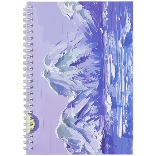 SOFPLATE Cuaderno de Pegatinas Reutilizable A5, sin Forro, 8.3x6 pulgadas, Colección de Pegatinas Adhesivas de Invierno con Diseño de Montaña Nevada, Papel En Blanco, Libreta de Espiral para Mujer, So