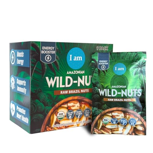Organic Brazil Wild Nuts | Raw Brazil Nuts SNACK PACK | 100% Wild Grown, Sustainably Collected | Prevents Deforestation | Rich in Selenium | Non-GMO, Natural Snack | 9 Pack of 0.74 oz Pouch (21 grams)