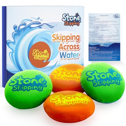 LETREEN 4 Stück Wasser Skip Disc – Klein Wasserball Bouncing Ball für Jugendliche und Erwachsene – Wasserhüpfball Sprungball Schnelltrocknender Lycra-Bezug Pool Ball