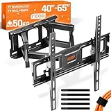 RICOO S6244 TV Wandhalterung Schwenkbar für 40-65 Zoll Wandhalterung Fernseher Halterung bis 45 Kg VESA 200x200 bis VESA 400x400 Flach Curved TV Halterung Schwenkarm Fernsehhalterung Wand Schwenkbar