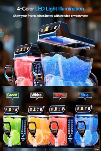 Image of 30L Commercial Slushie Machine, 2-Tank Frozen Drink Maker for Margarita | Slushie Machine Wine Frappe, 8 Gal LED Stand-up Slush Dispenser Bar Restaurant Party 1000W Fast Cool Auto Clean ETL Listed