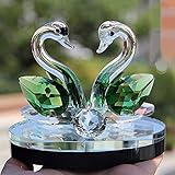 figura de cisne con manzana Adornos de cisne tallados de cristal que significa una cosa feliz feliz un mapa, el cisne es un símbolo de amor, hermoso cisne blanco es el mejor regalo para dar amantes.