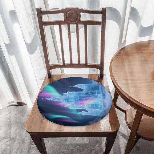 Cojín de asiento contra la fatiga Aurora Ice Castle redondo para sofá y silla de escritorio 8
