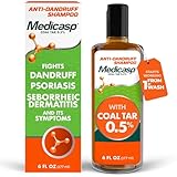 Medicasp Coal Tar Anti-Dandruff Shampoo, Alleviates Symptoms from 1st Wash, Treats Psoriasis, Seborrheic Dermatitis & Itchy Dry Scalp, Fights the Root Cause of Dandruff, Flakes Shampoo, 6 fl oz