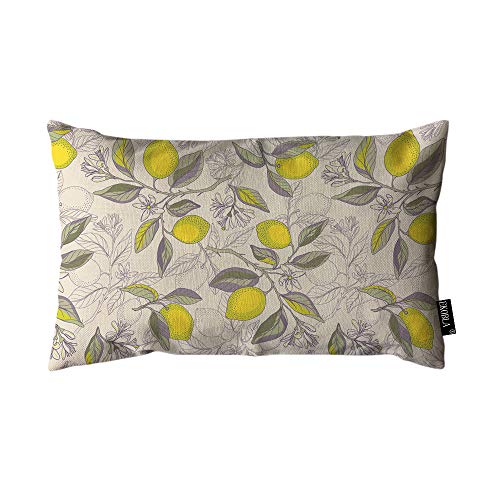 Ekobla Throw Pillow Cover Summer Lemon Floral Leaves Fresh Fruits Botanical Branches Nature Rectangular Throw Pillow Covers For Couch Sofa Home Decor Cotton Linen 12X20 Inch #TOP3