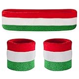 Photo Gallery suddora, set con fascia e bracciali parasudore, per lo sport, uomo, red white green Photo Gallery suddora, set con fascia e bracciali parasudore, per lo sport, uomo, red white green