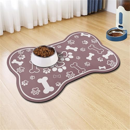 Hearda Tappetino Ciotola Cane Assorbente,Forma Osso Tappetino per Cane Cibo Tappetini Sottociotola per Cani Tappetino Antiscivolo Ciotole Gatto Tappetino sotto Ciotola Cani (60x90cm,Fucsia)