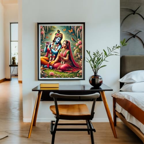 Image of Whattacraft! DIY Acrylic Paint By Number Kit For Adults Kids Beginner Number Painting Kit DIY Canvas Painting By Number Wall Decoration DIY Painting Kit,Krishna Color By Numbers (WAC1-109),Multicolour