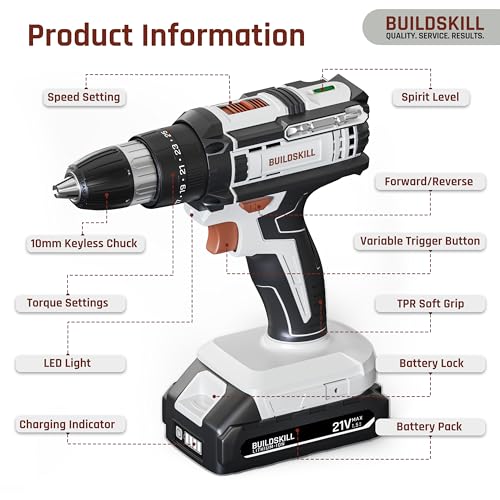 Add BUILDSKILL 159 Pcs 21V Cordless Drill Toolkit 21V Drill Kit - Image 5