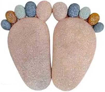 Etlegor Outdoor Stepping Stones, Decorative Stone for Garden Creative Cartoon Feet Shape Trail Stone Paving Ornaments for Garden Courtyard Lawn Layout Color Light Brown, Size 1 Pair