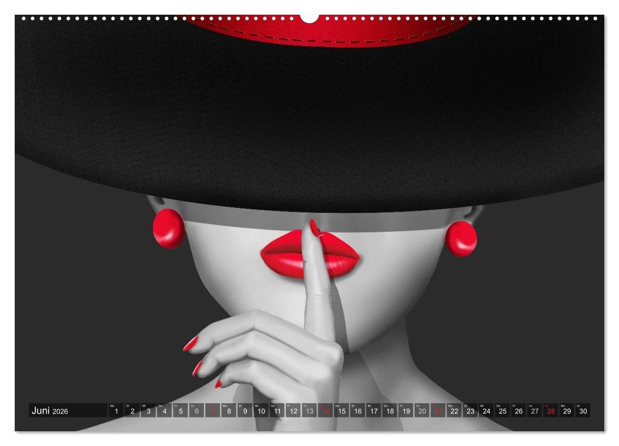 Rot wie die Liebe by Mausopardia (Wandkalender 2026 DIN A2 quer), CALVENDO Monatskalender: Schöne Frauen von sexy Pin-Up Girls bis mondän. (CALVENDO Erotik)