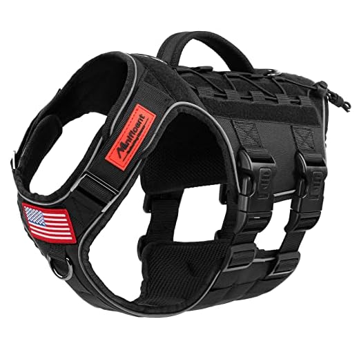 Manificent Tactical Dog Harness Full Body for Medium Large Dogs, Reflective No Pull Service Dog Vest with Handle American Flag Patch, Military Dog Vest - for Training Hiking Hunting Working Harness