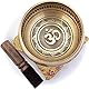 Tibetisches Klangschalen-Set – einfach zu spielen – OM-Design für Meditation, Klang, Chakra, Yoga, Heilung, 10,2 cm von Himalaya-Bazaar (Gold & Gelb)