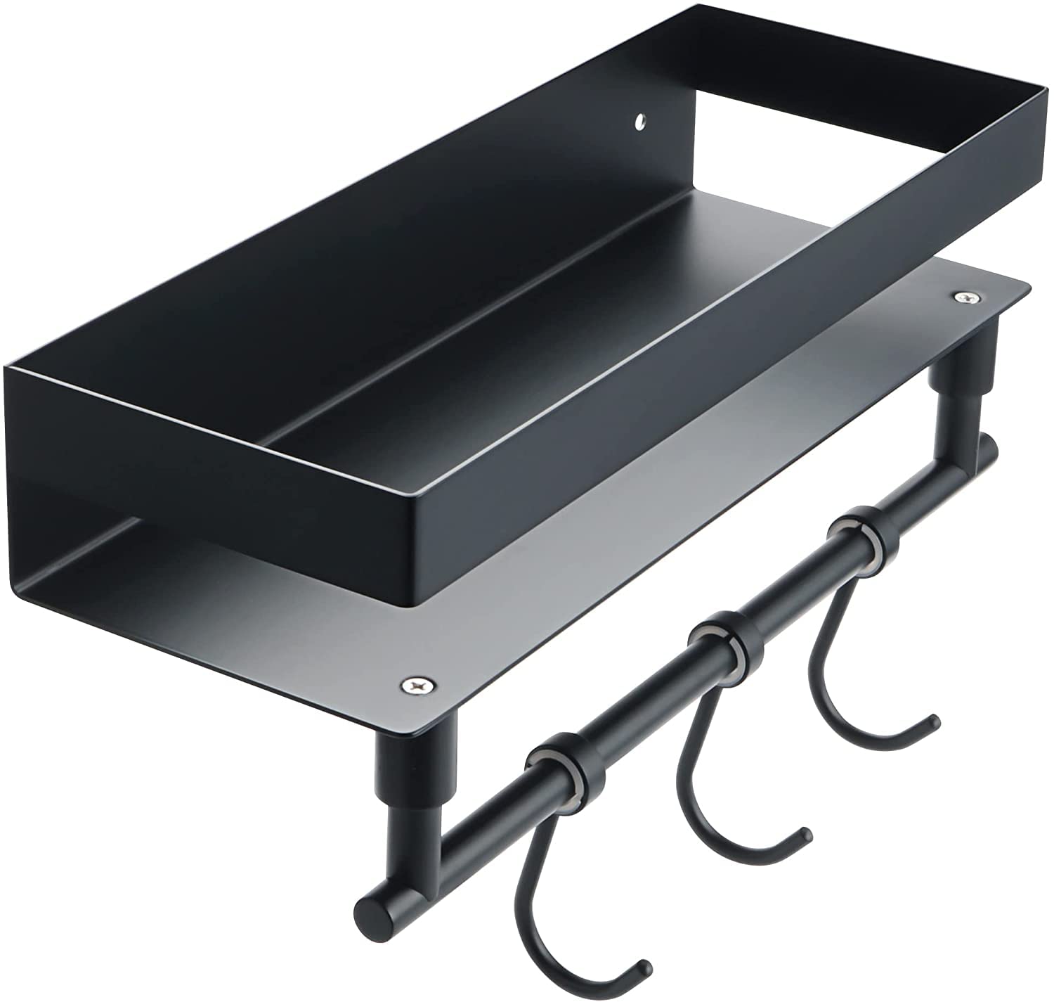 ELUKHT Floating Shelves Shower Caddy Bathroom Shelf Bathroom Shower Shelf Wall Mounted with Towel Rails 3Hooks Shower Caddy