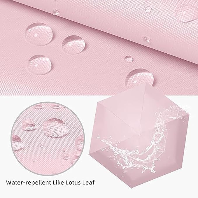 Image of TEKCOOL Travel Mini Folding Compact Umbrella with Case, Manual Open 6 Ribs Lightweight Portable, Small Sun & Rain Pocket Umbrella for Girls and Women- Use in Rain & Summer(Pink)'';