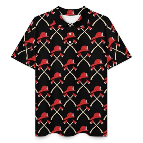 Fire Axe Firefighter Men's Polo Shirt Golf T-Shirts Tennis Tops Short Sleeve Quick Dry3