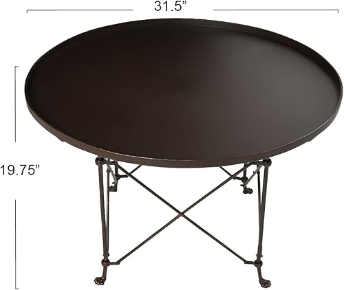 Miniatura 3 de Creative Co-Op Mesa de centro redonda de metal estilo bandeja