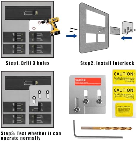 Professional Generator Interlock Kit for 150 or 200 Amp D QO or Homeline Square Panels, Interlock Kit with 1 3/8" Spacing Between Main and Generator Circuit Breakers - 2