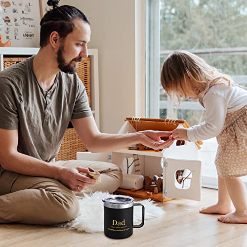 Gtmileo Dad Gifts, Dad Superhero Without A Cape Stainless Steel Insulated Coffee Mug, Fathers Day Christmas Birthday Gifts For Dad New Dad Dad To Be Papa Daddy Father From Daughter Son(12Oz, Black) #TOP4